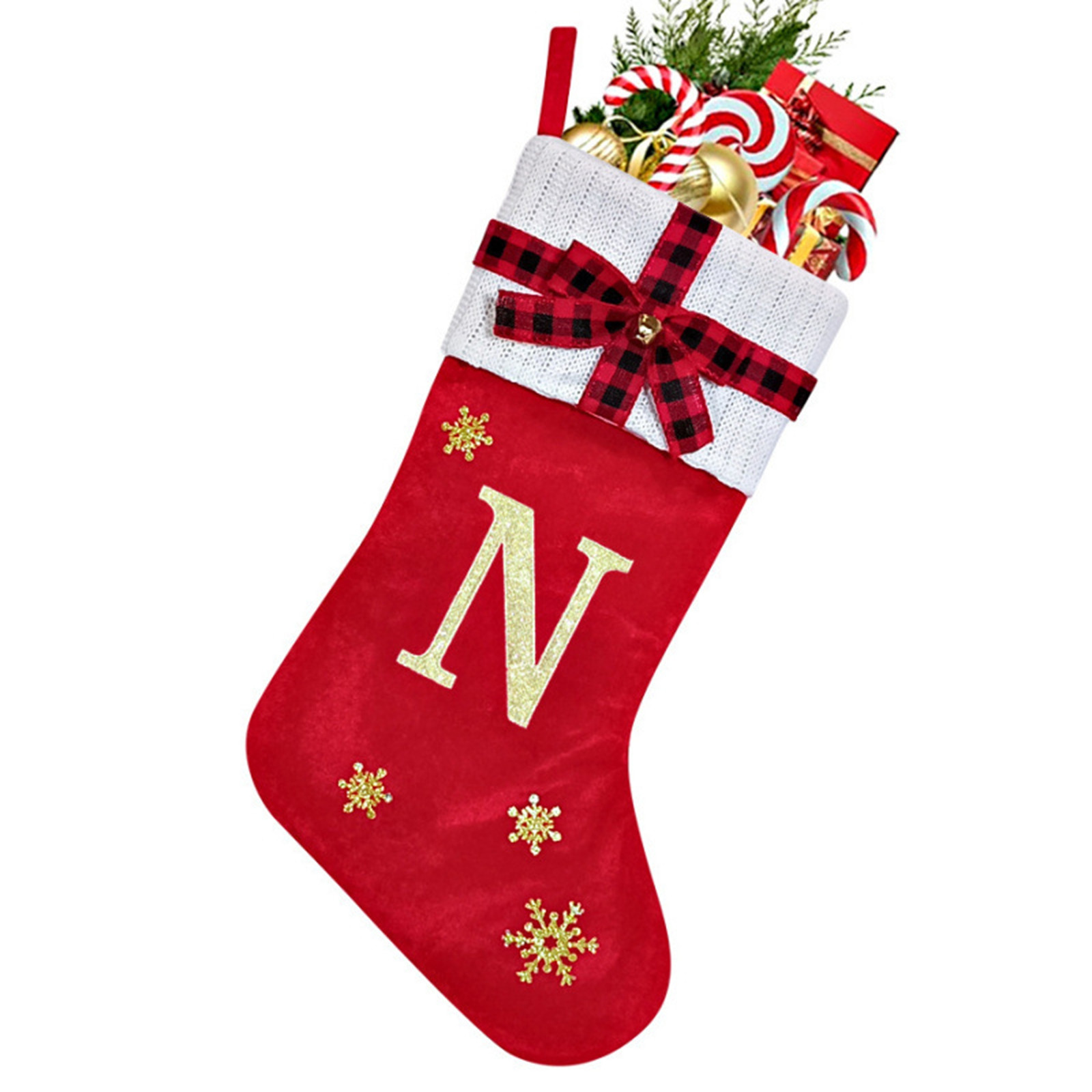 thumbnail image 2 of Calcetines Grandes Rojos Decorativos Con Letras Bordadas Y Colgantes De Diseño, 2 of 2